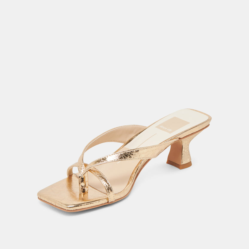 Brevel Heel in Gold Distressed Leather main image 1