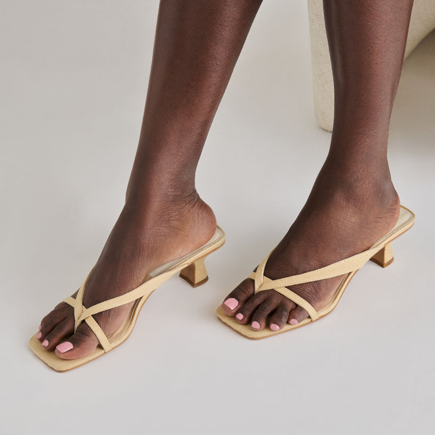 BREVEL HEELS NATURAL RAFFIA