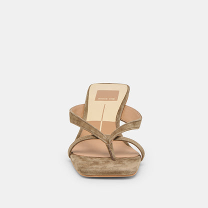 BREVEL HEELS OLIVE SUEDE