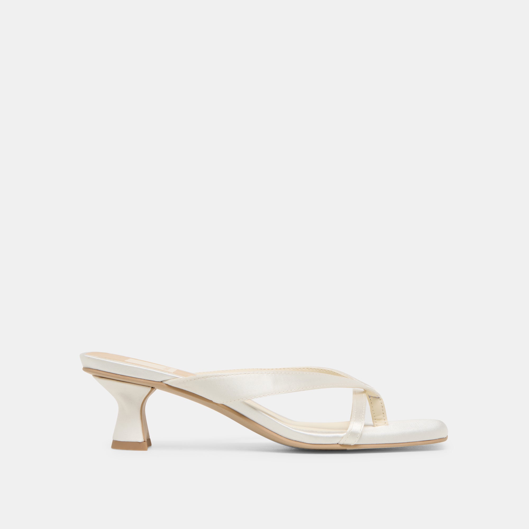 Brevel Wide True White Satin Heels | Dolce Vita