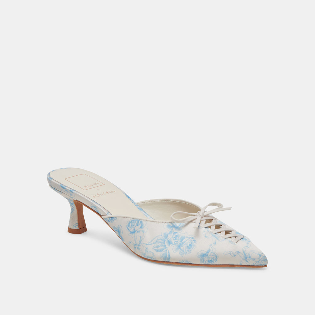 CAMILE WIDE HEELS BLUE FLORAL FABRIC - image 2
