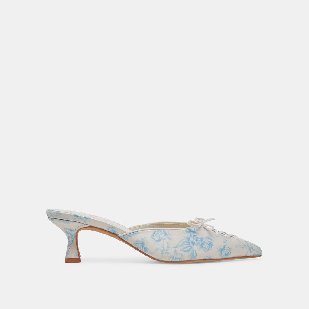 CAMILE HEELS BLUE FLORAL FABRIC - image 1