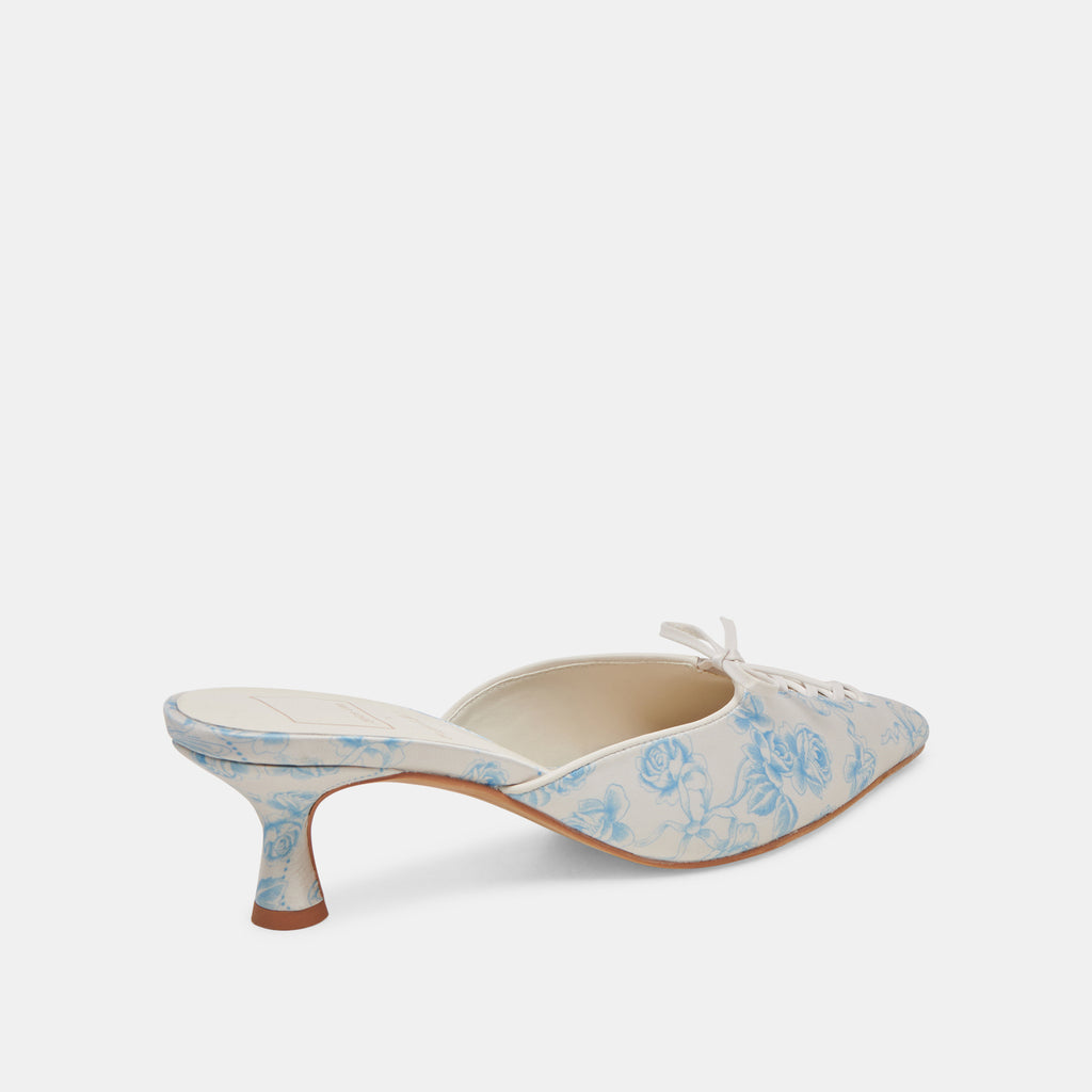 CAMILE WIDE HEELS BLUE FLORAL FABRIC - image 3