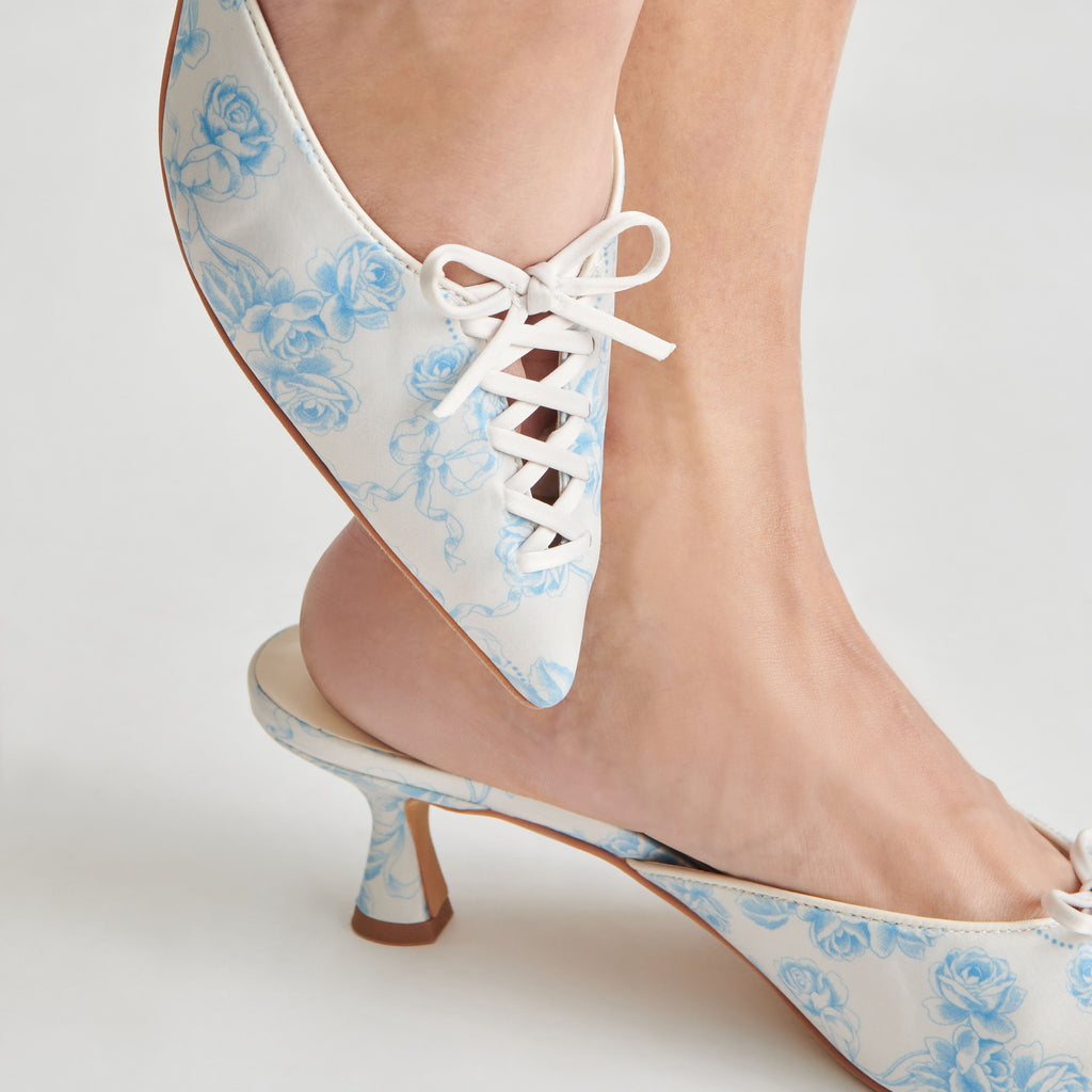 CAMILE HEELS BLUE FLORAL FABRIC - image 13