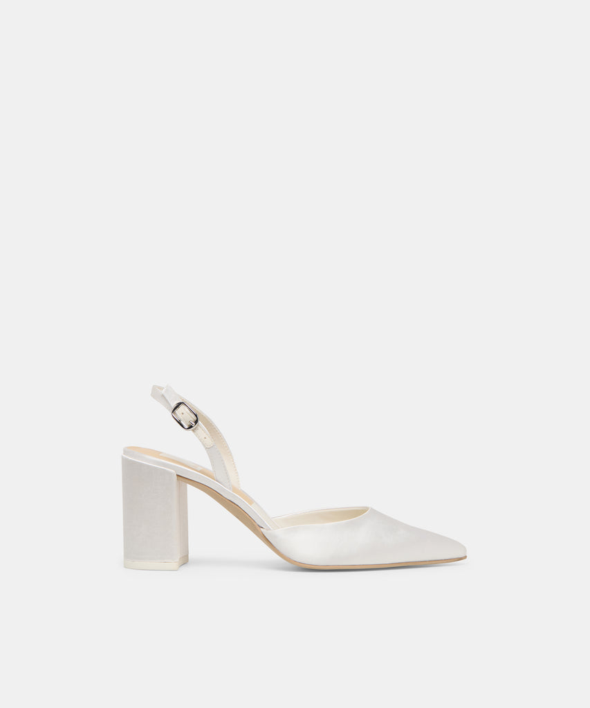 Carel True White Satin High Heels | Dolce Vita