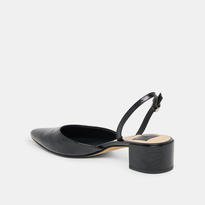 CAREL WIDE HEELS MIDNIGHT CRINKLE PATENT LEATHER