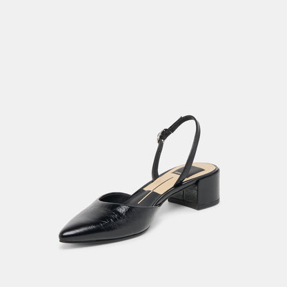CAREL HEELS MIDNIGHT CRINKLE PATENT LEATHER