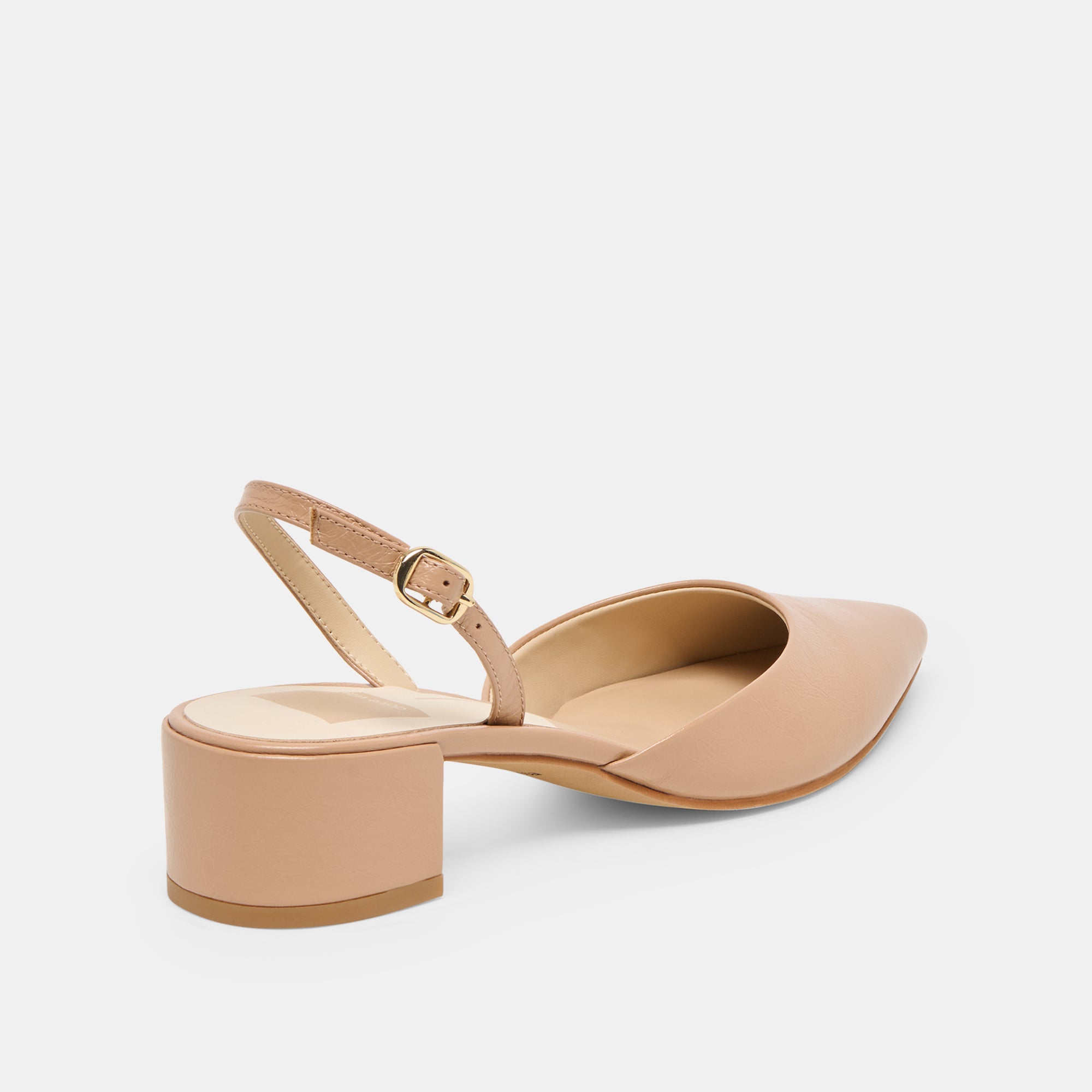 CAREL WIDE HEELS LT TAN CRINKLE PATENT LEATHER