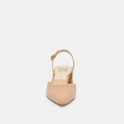 CAREL HEELS LT TAN CRINKLE PATENT LEATHER