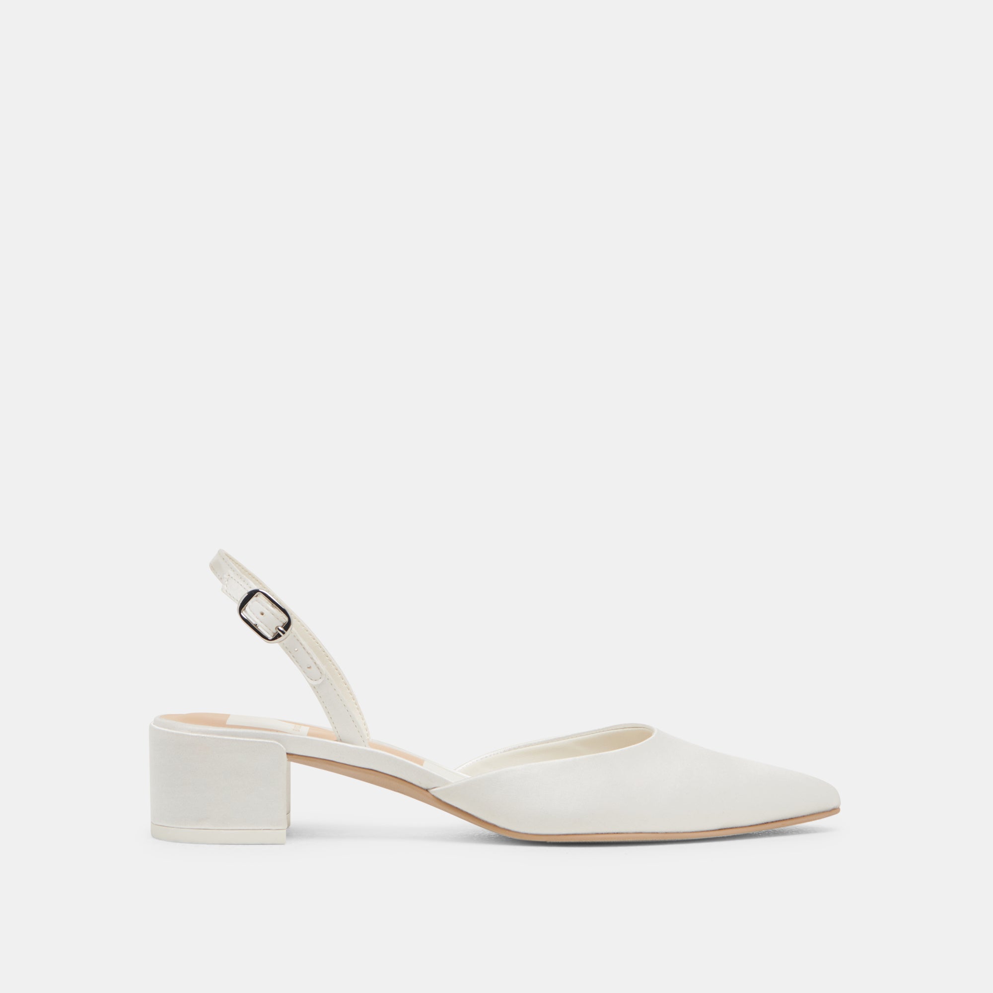 Carel Wide True White Satin Heels | Dolce Vita