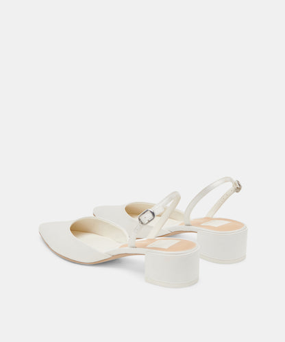 CAREL HEELS TRUE WHITE SATIN