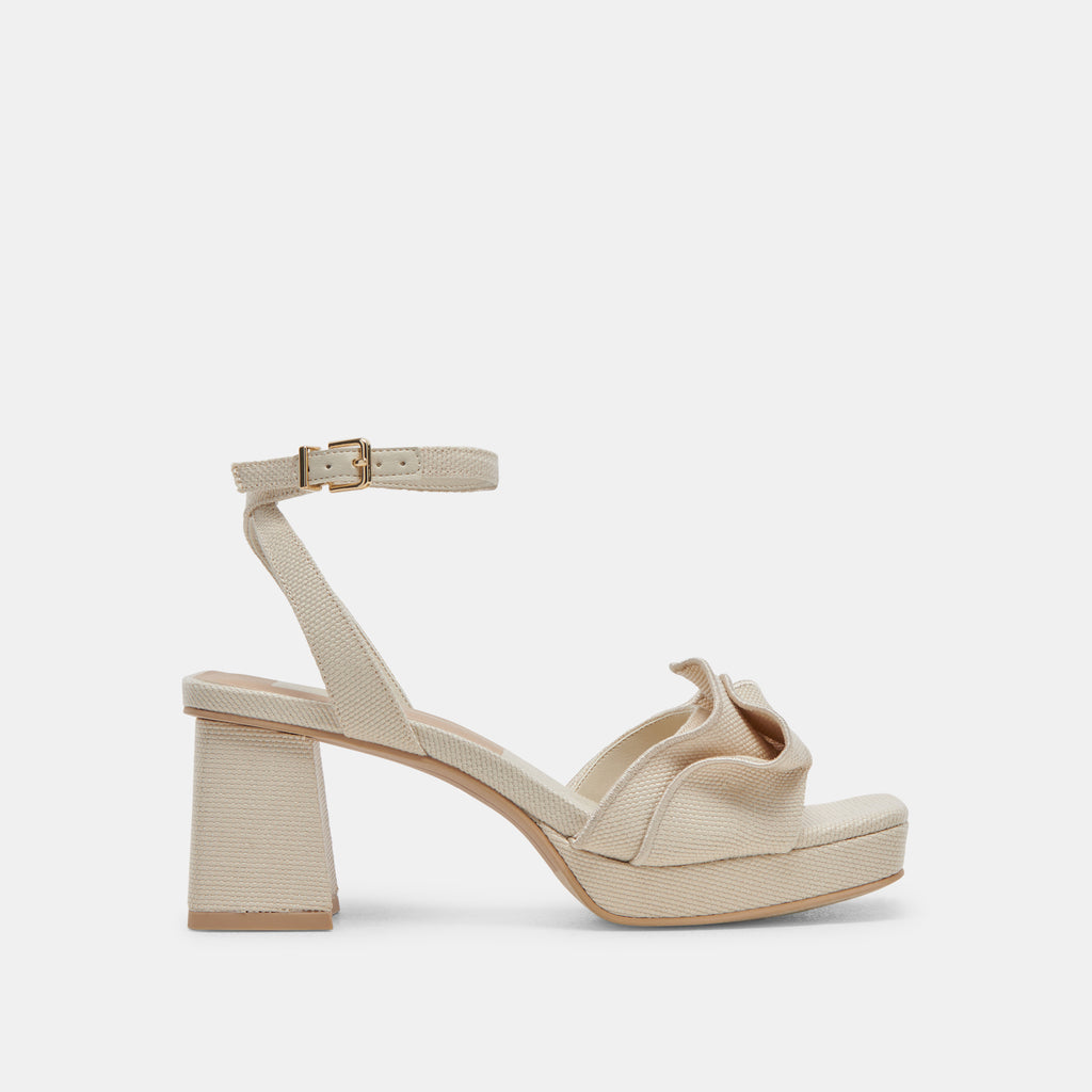 New Look wide fit faux croc block heel sandals in cream | ASOS
