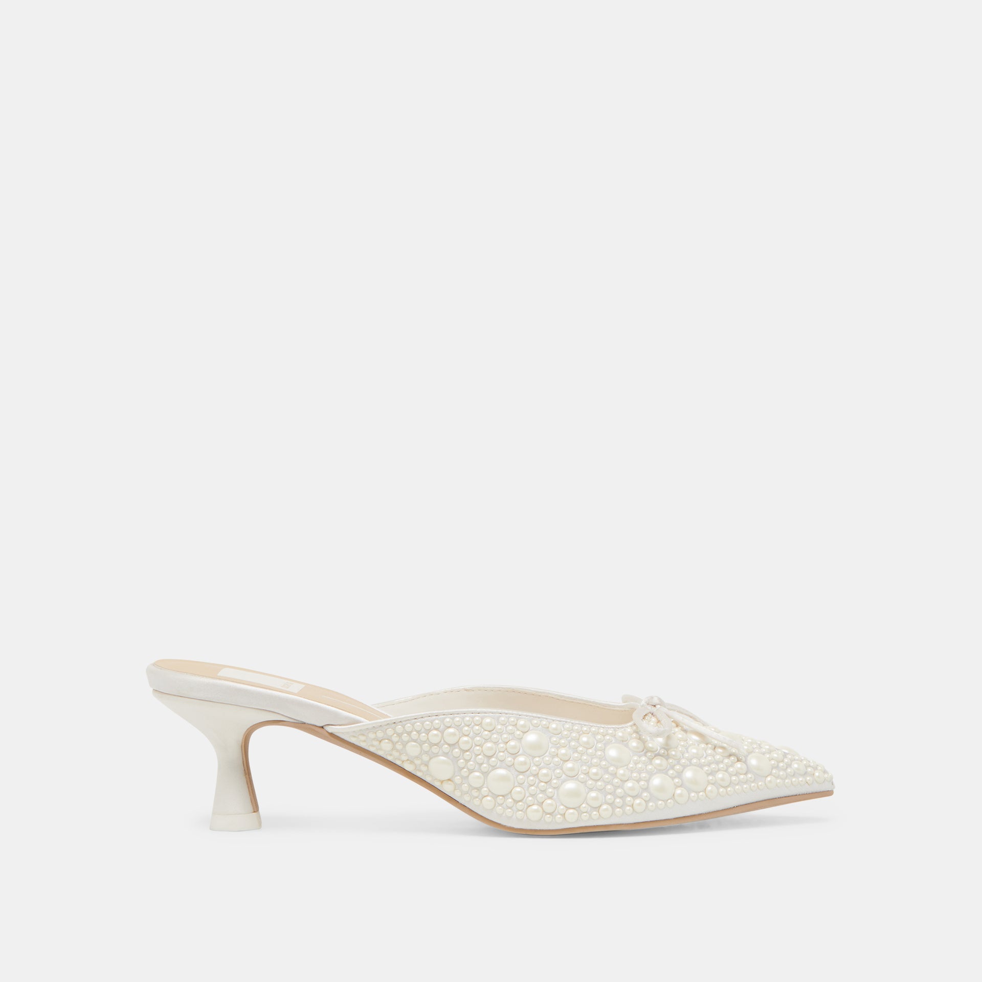 CLAYTN PEARL HEELS TRUE SATIN