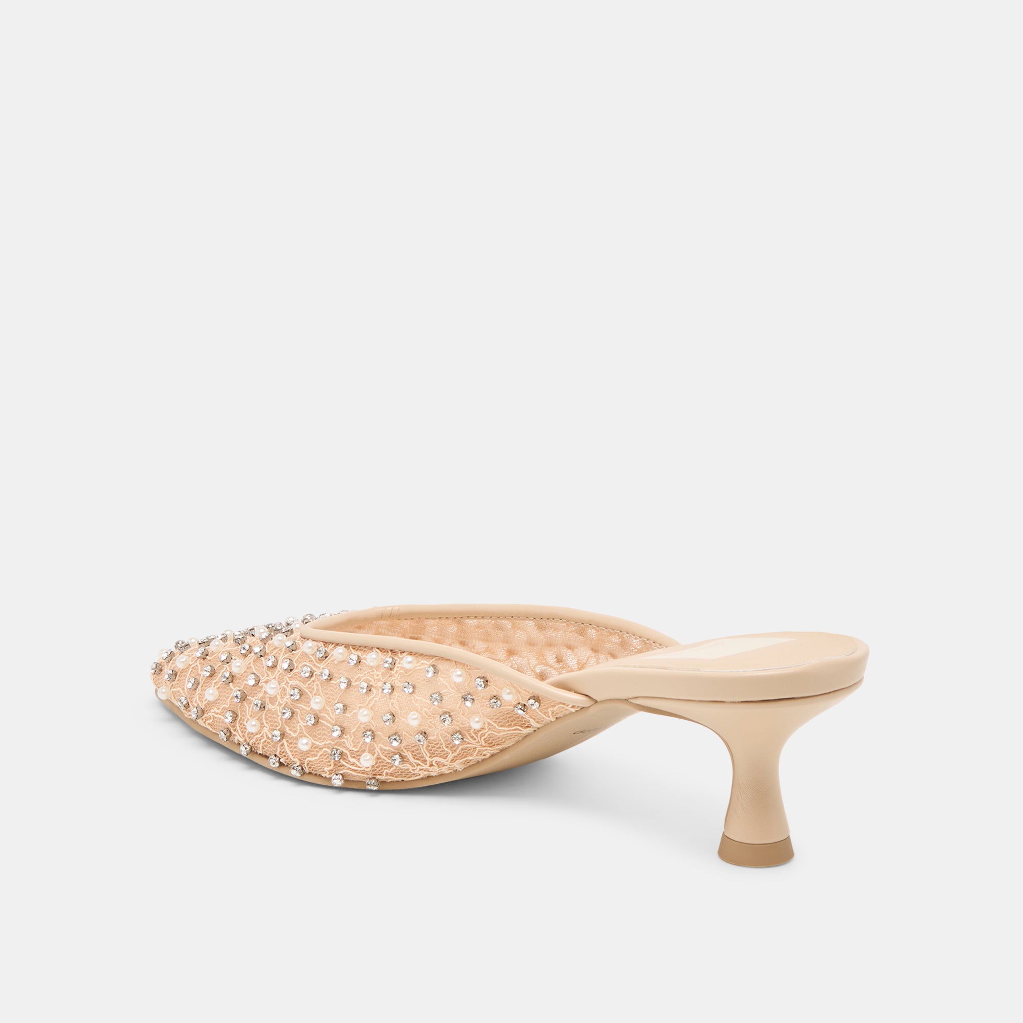 CLEO PEARL HEELS BLUSH LACE MESH