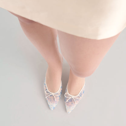 CLEO HEELS BLUE FLORAL MESH
