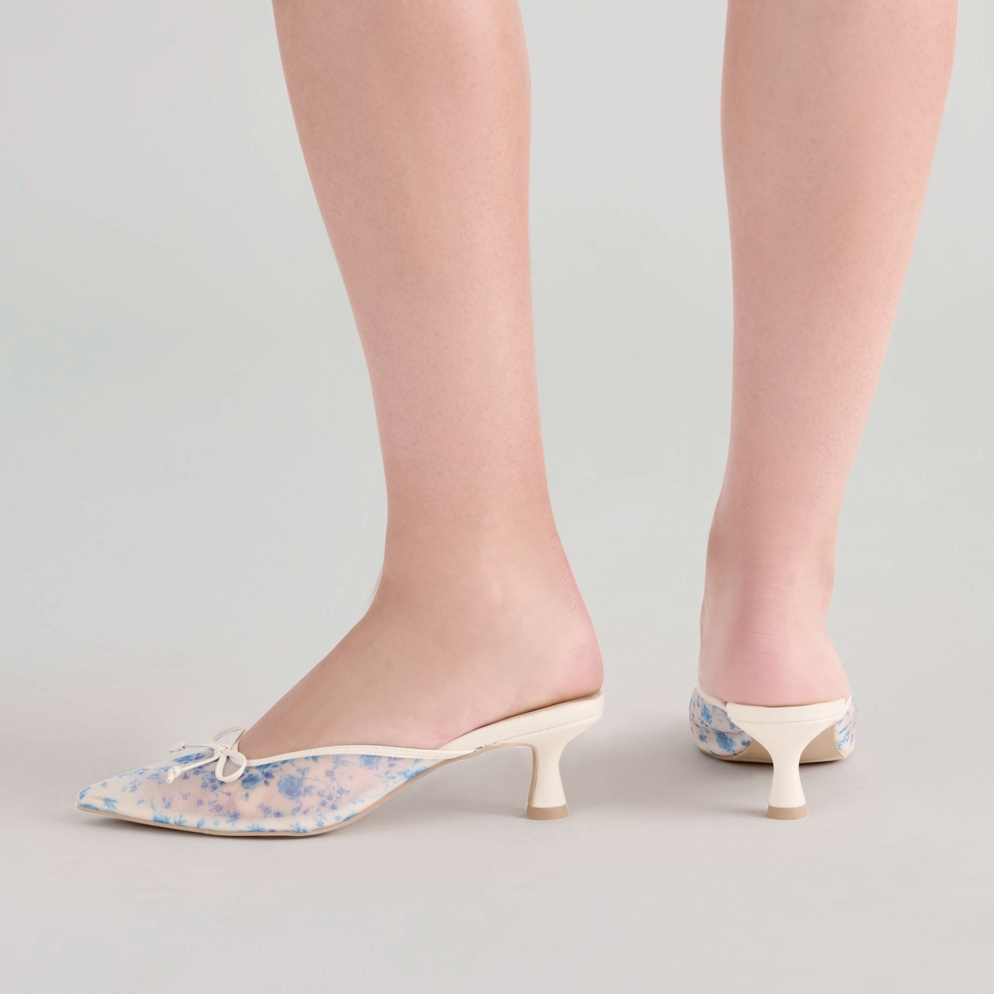 CLEO HEELS BLUE FLORAL MESH