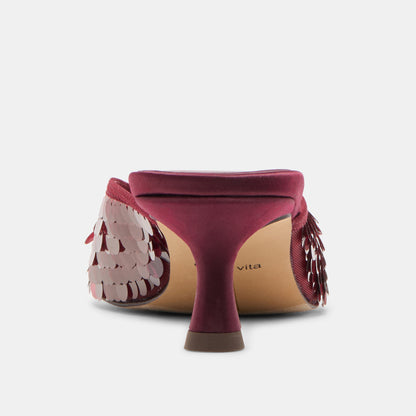 CLEO SEQUIN HEELS CRANBERRY SEQUIN