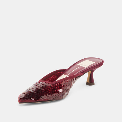 CLEO SEQUIN HEELS CRANBERRY SEQUIN