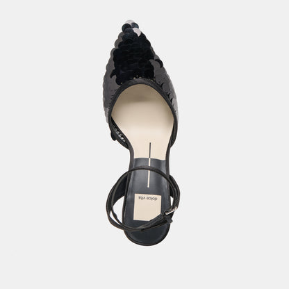 ELIZZA CONFETTI HEELS ONYX WOVEN MESH