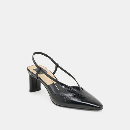 GINAY HEELS  BLACK LEATHER