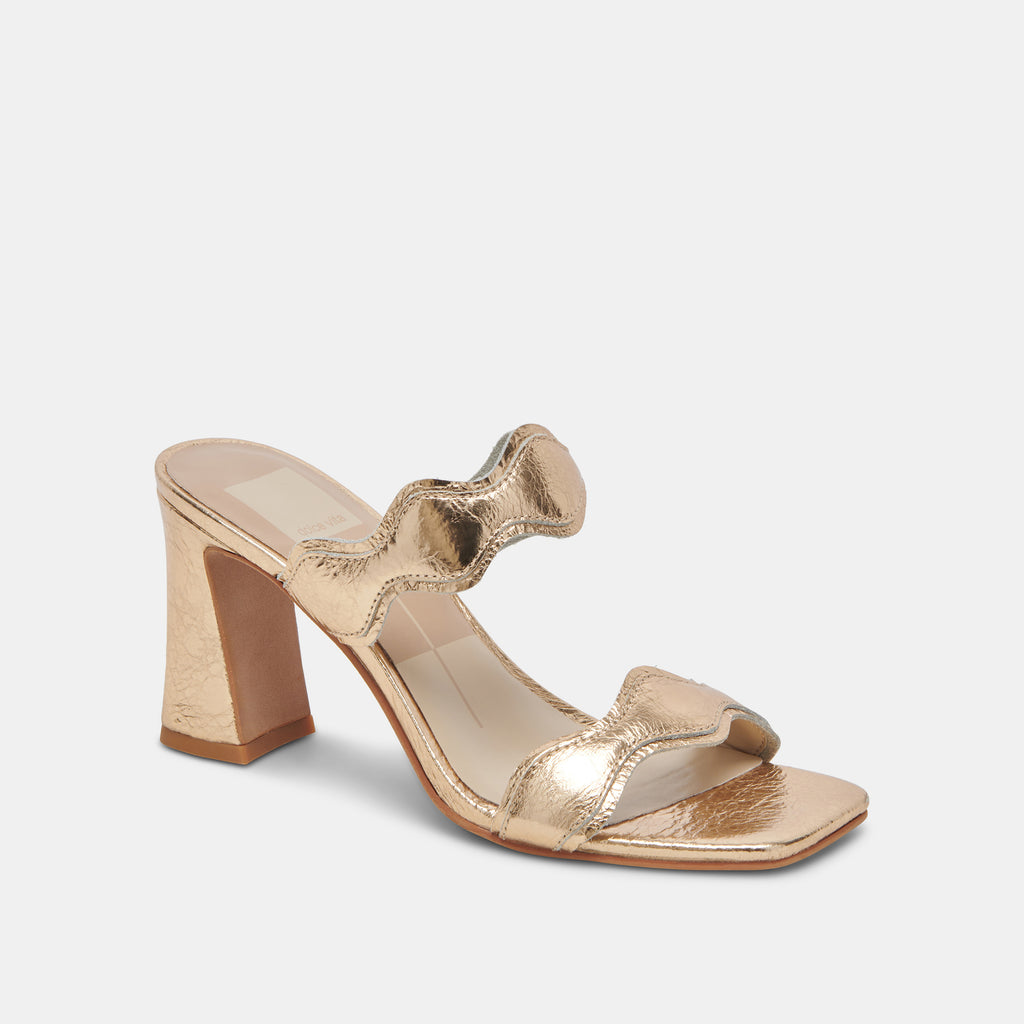ILVA WIDE HEELS GOLD DISTRESSED LEATHER - image 2