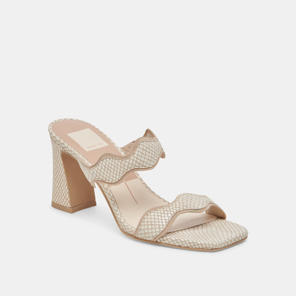 ILVA HEELS WHITE NATURAL EMBOSSED LEATHER - image 2
