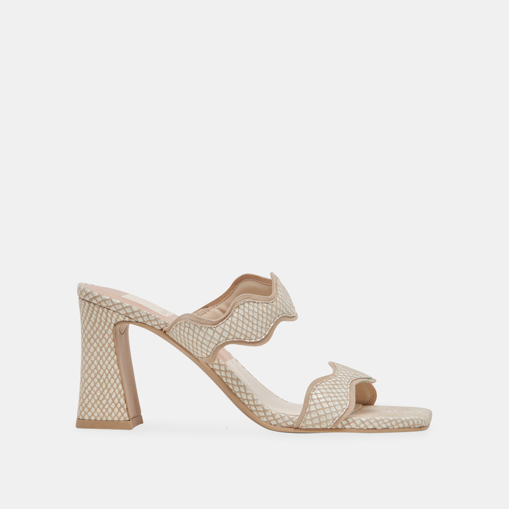 ILVA HEELS WHITE NATURAL EMBOSSED LEATHER - image 1