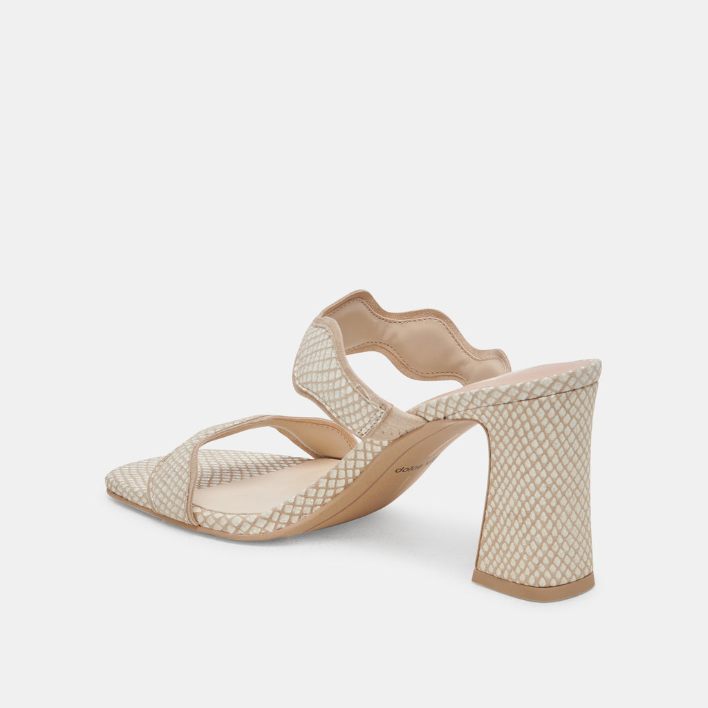ILVA HEELS WHITE NATURAL EMBOSSED LEATHER - image 5