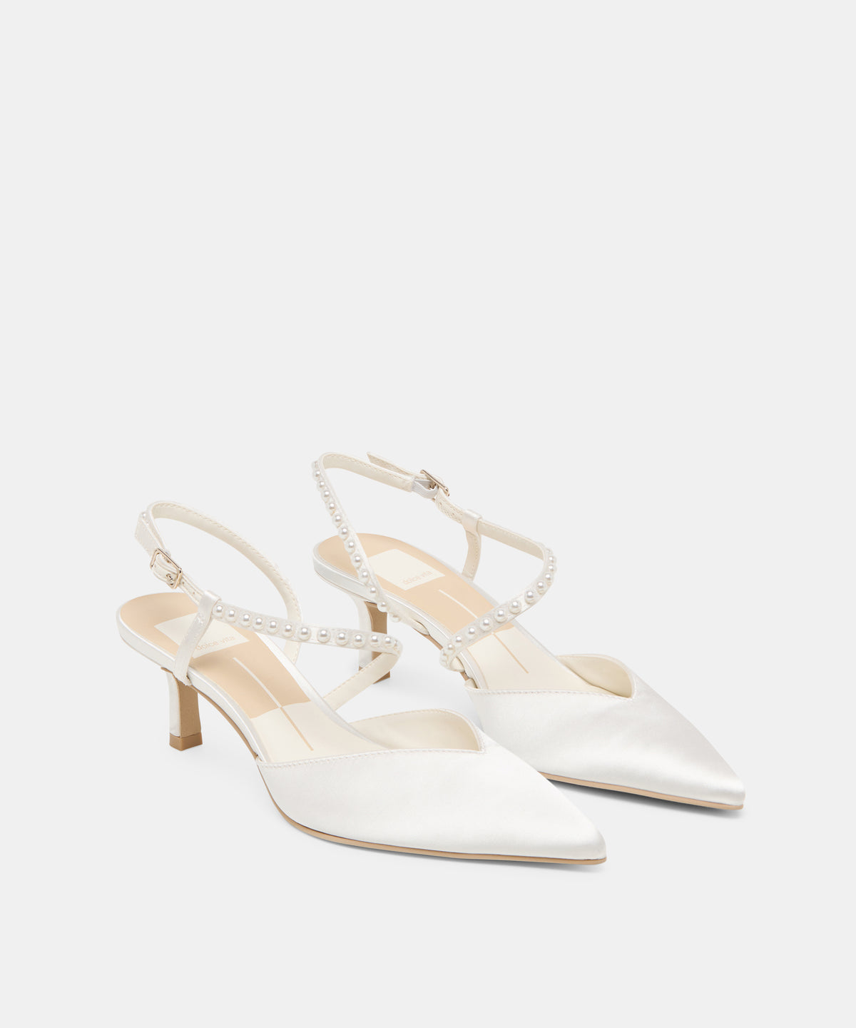 KAMRA PEARL MID HEELS TRUE WHITE SATIN - view 2