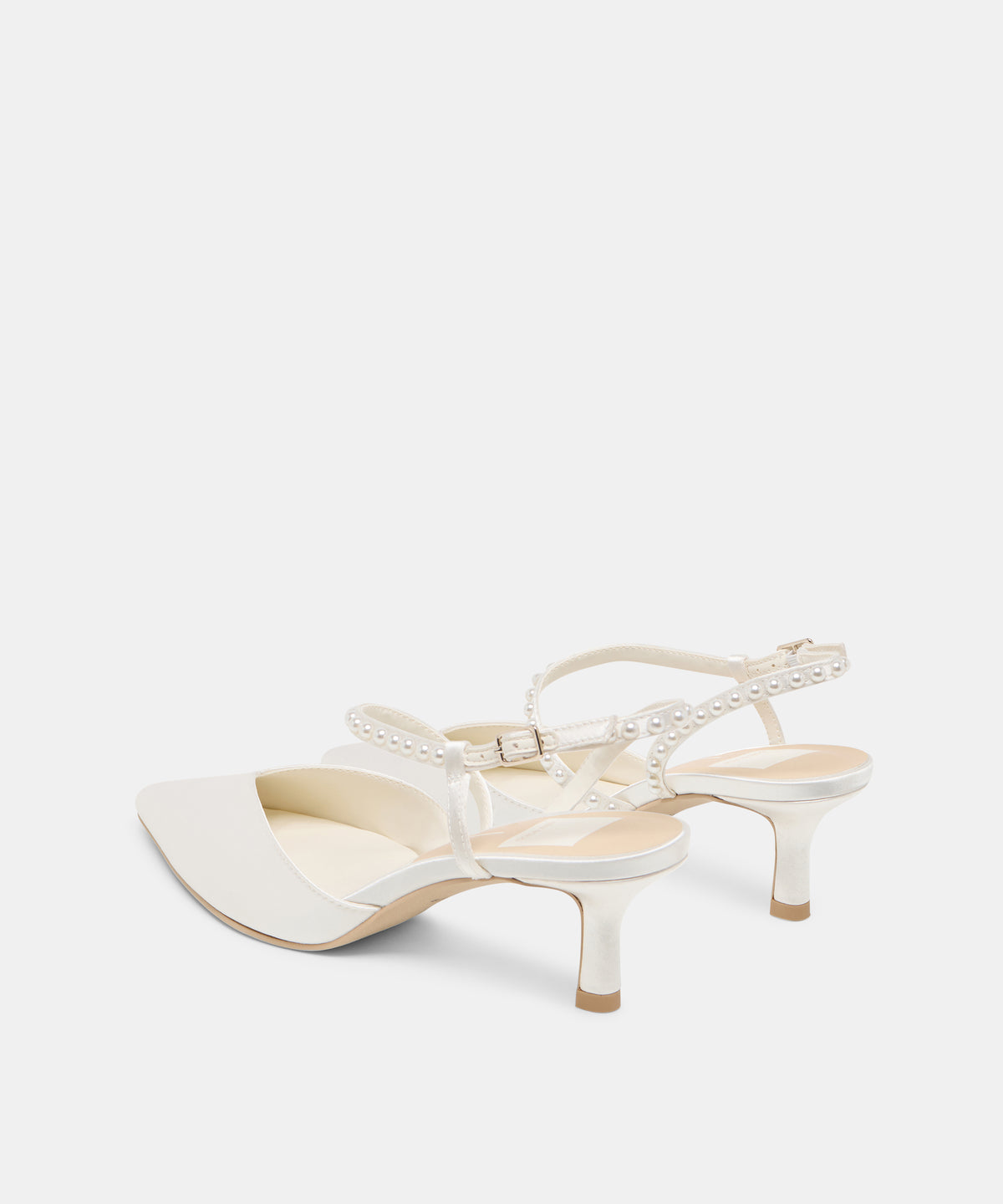 KAMRA PEARL MID HEELS TRUE WHITE SATIN - view 6