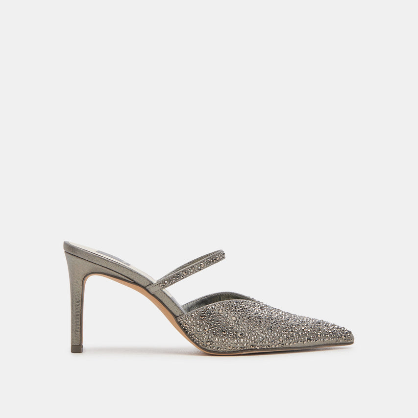KANIKA CRYSTAL HEELS GUNMETAL FABRIC - re:vita