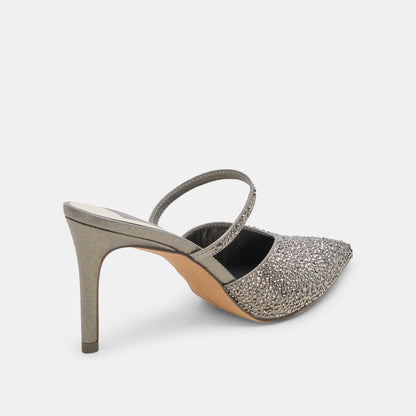 KANIKA CRYSTAL HEELS GUNMETAL FABRIC - re:vita
