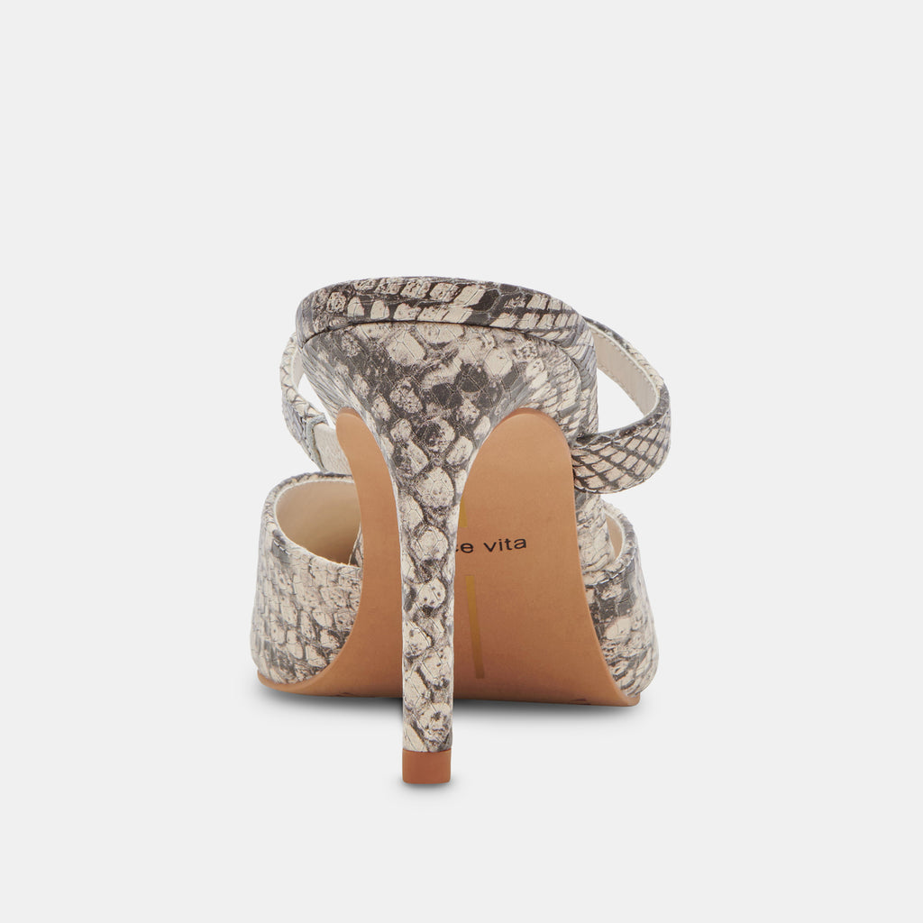 Carvela Kurt Geiger Goddess Snake-print Leather Heeled Sandals in Natural |  Lyst