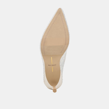 KASHE CRYSTAL HEELS WHITE MESH