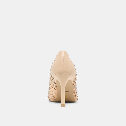 KASHE PEARL HEELS BLUSH LACE MESH