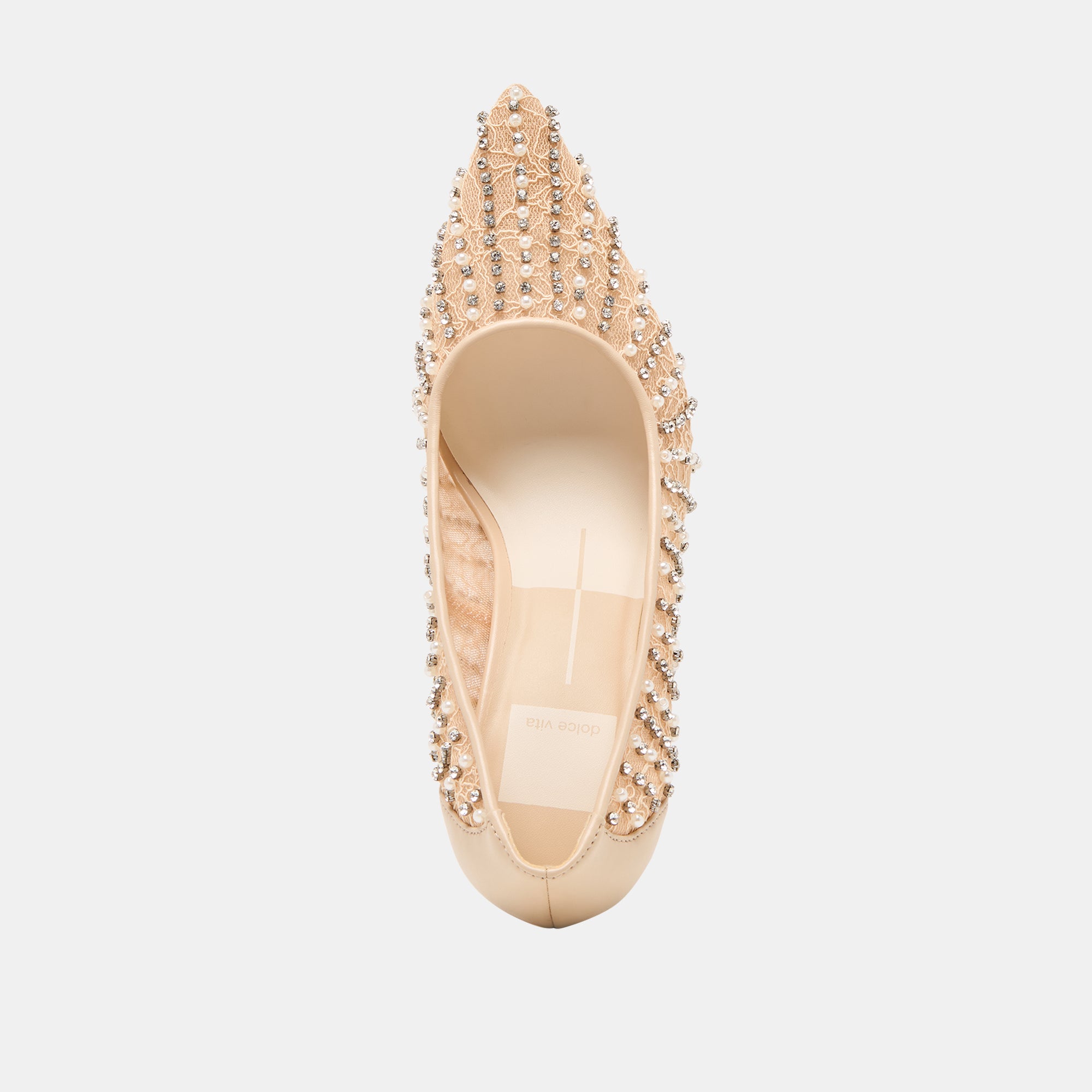 KASHE PEARL HEELS BLUSH LACE MESH
