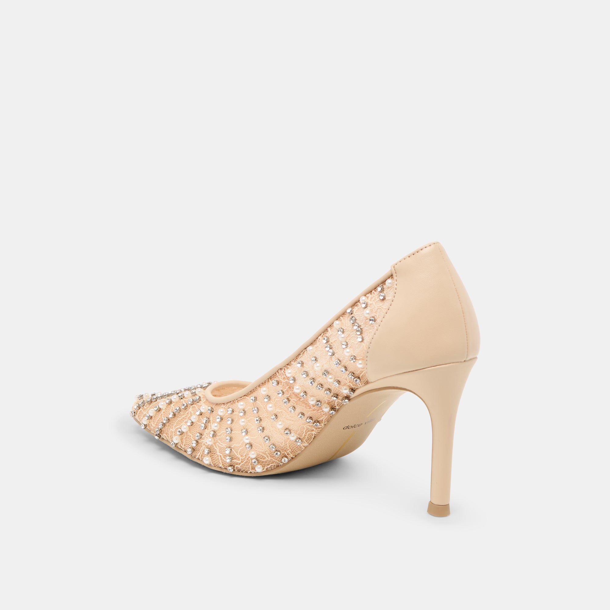 KASHE PEARL HEELS BLUSH LACE MESH