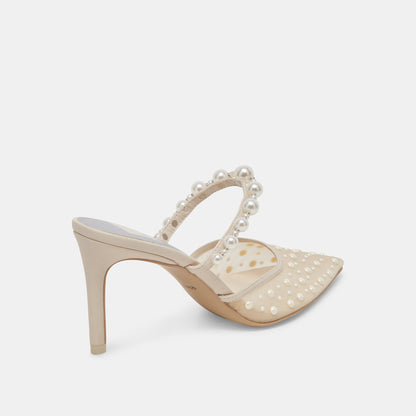 KATIK PEARL HEELS IVORY MESH - re:vita