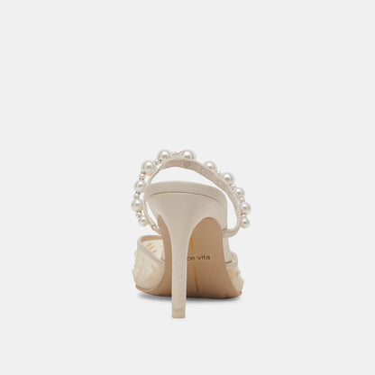 KATIK PEARL HEELS IVORY MESH - re:vita