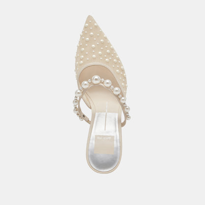KATIK PEARL HEELS IVORY MESH - re:vita