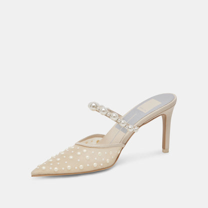 KATIK PEARL HEELS IVORY MESH - re:vita