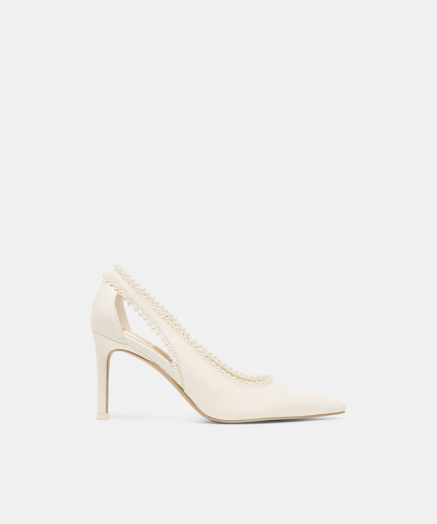 Kelson Pearl True White Leather Heels | Dolce Vita