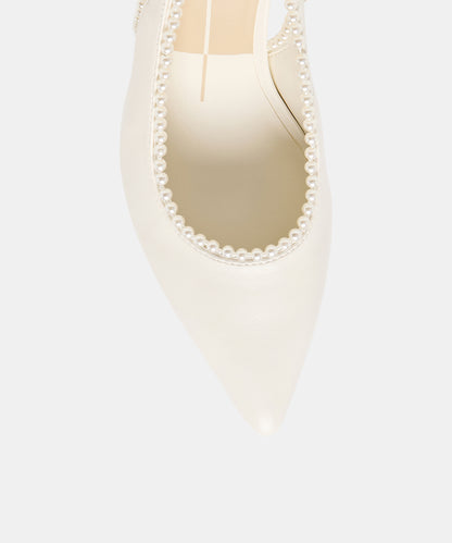 KELSON PEARL HEELS TRUE WHITE LEATHER