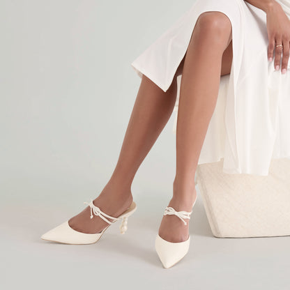 KLAIRE PEARL HEELS TRUE WHITE LEATHER