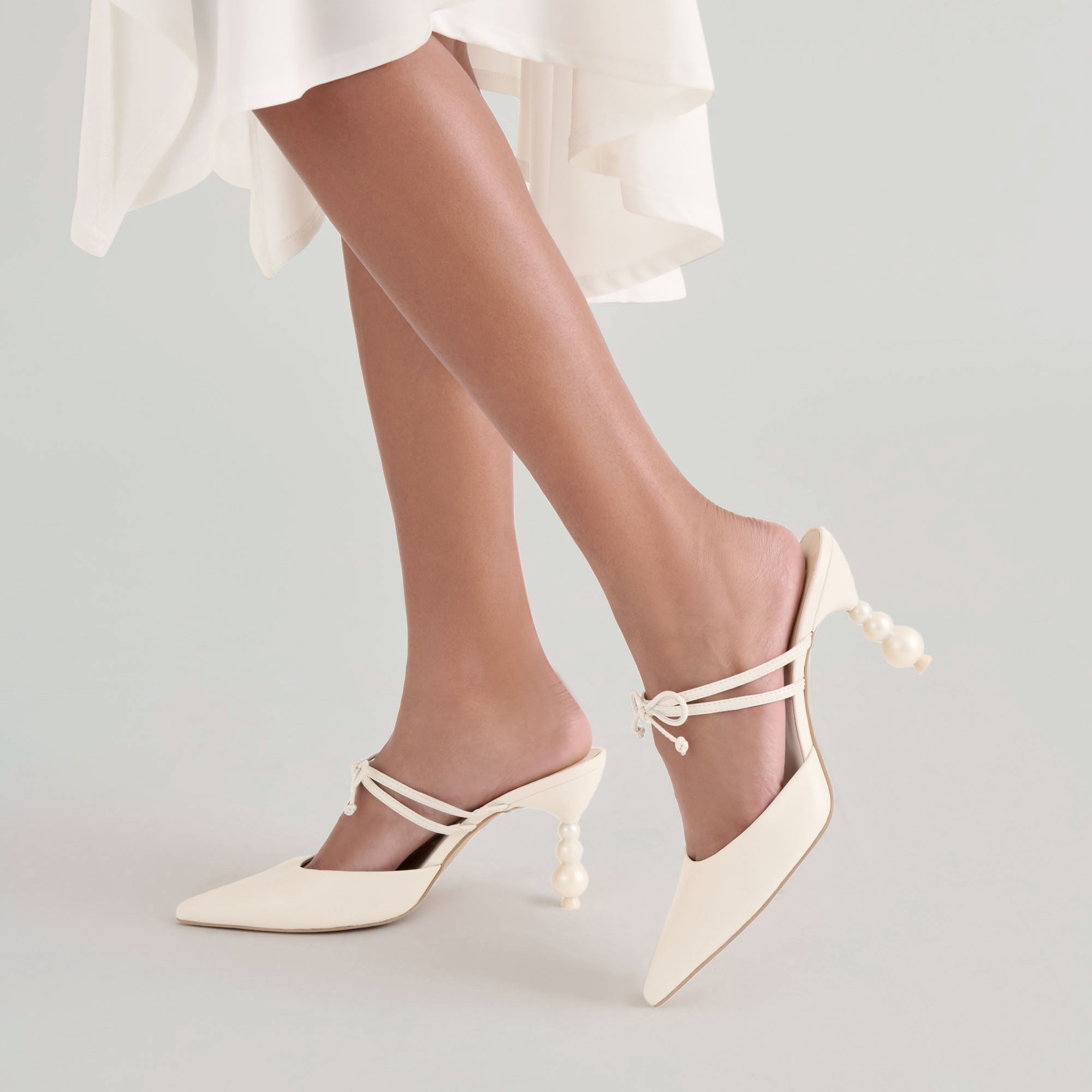 KLAIRE PEARL HEELS TRUE WHITE LEATHER