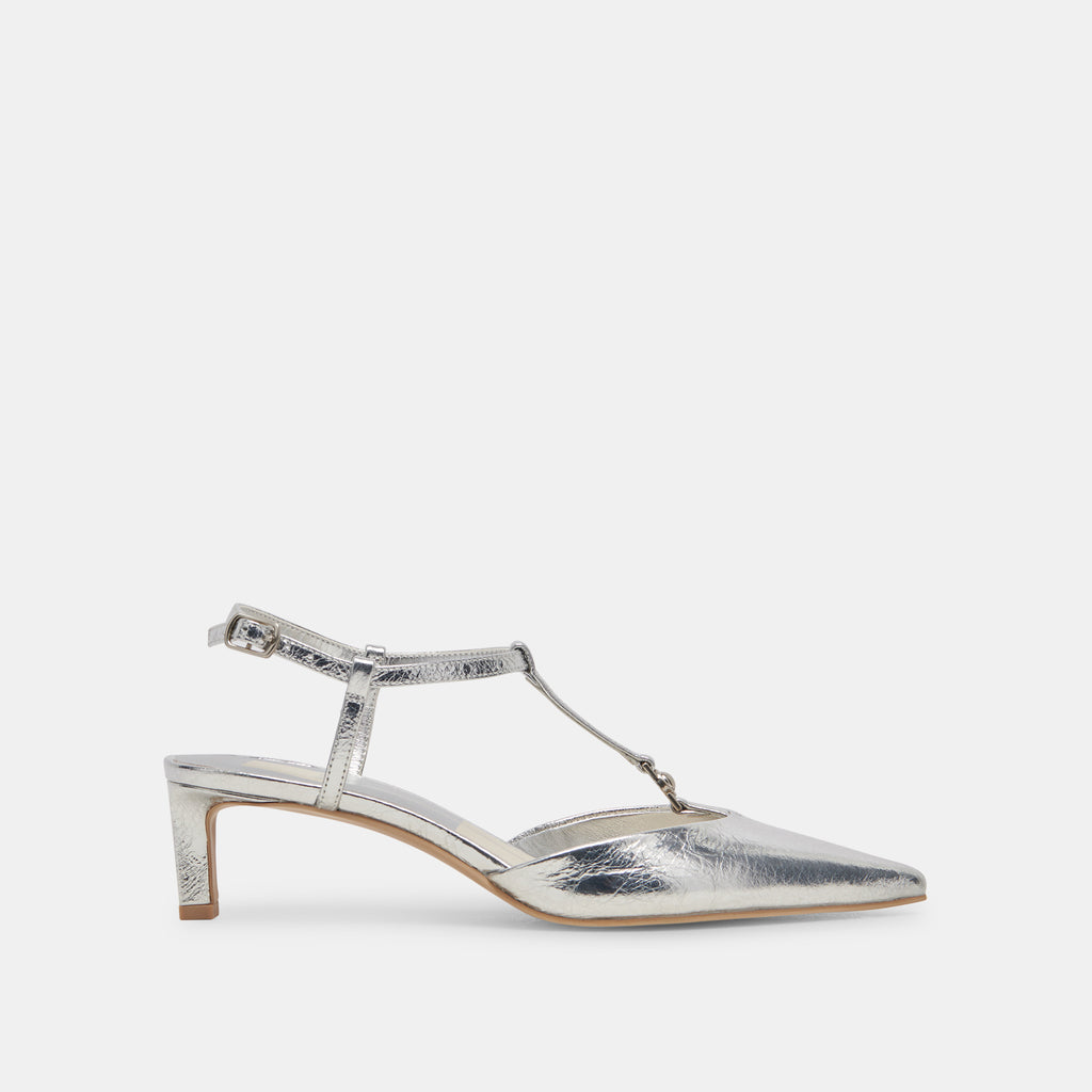LAVON HEELS SILVER DISTRESSED LEATHER - image 1