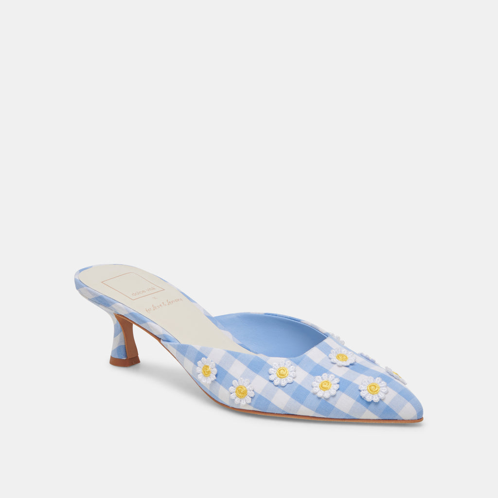 LILOU HEELS WHITE BLUE GINGHAM - image 2