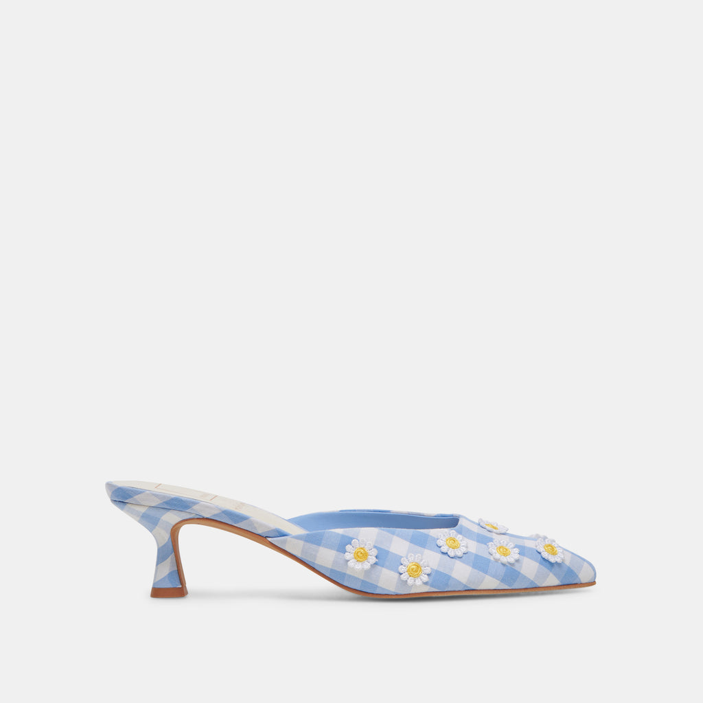 LILOU HEELS WHITE BLUE GINGHAM - image 1