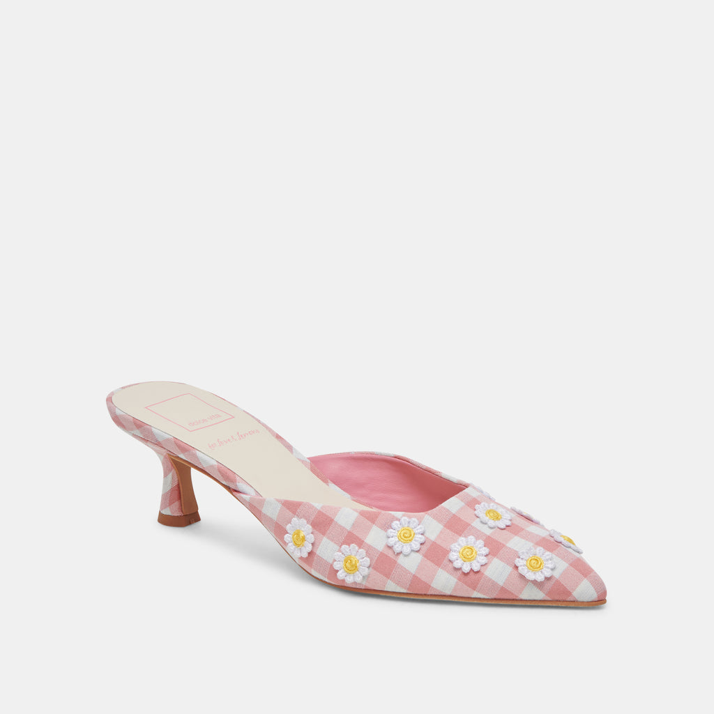 LILOU HEELS WHITE PINK GINGHAM - image 3