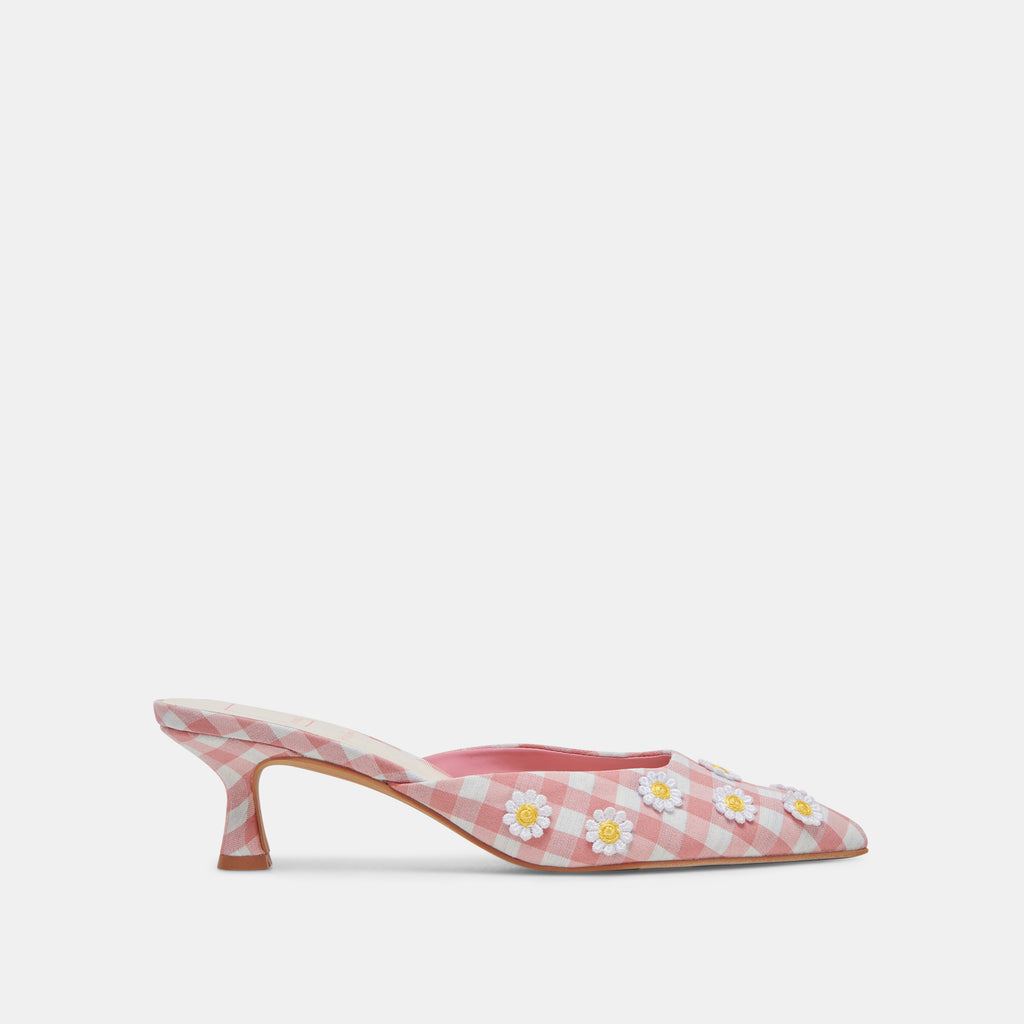 LILOU HEELS WHITE PINK GINGHAM - image 1